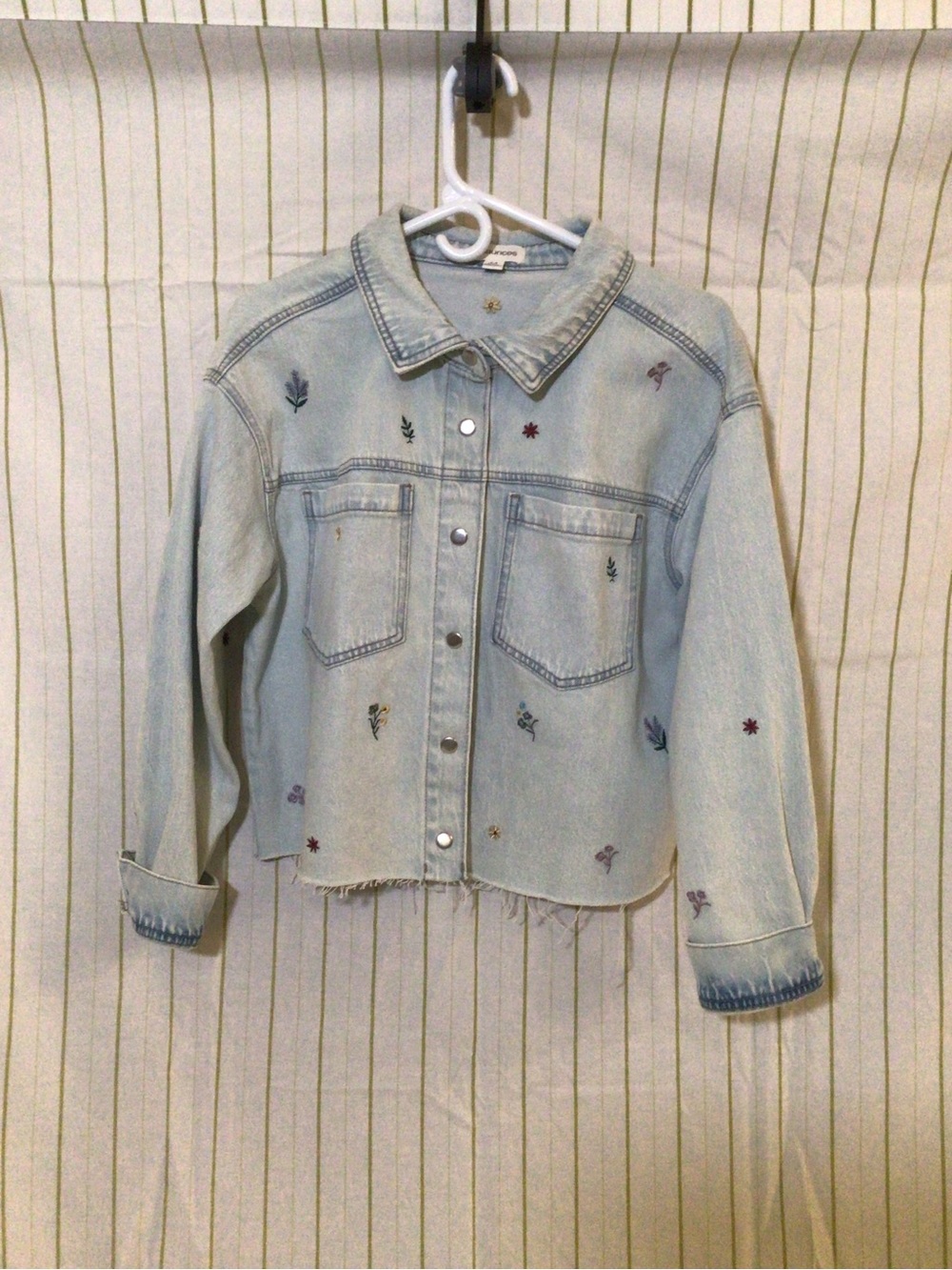 Maurices Light Wash Embroidered Jean Jacket